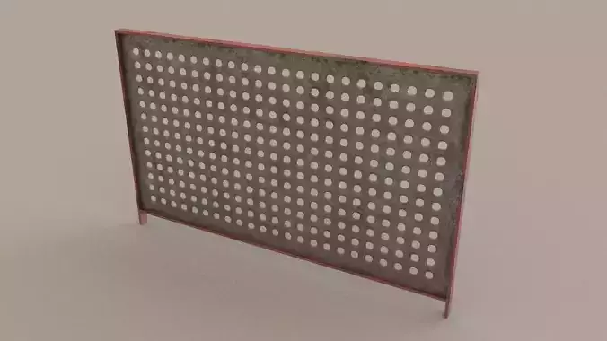 fence 3D Model metal screen with holes in it