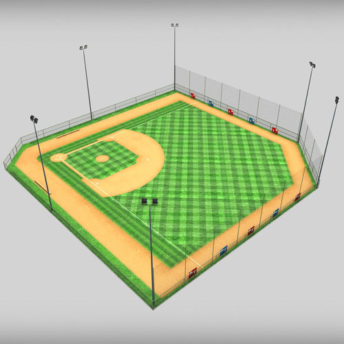 Baseball stadium pitch diamond low poly Low-poly 3D model