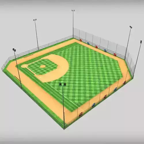 Baseball stadium pitch diamond low poly Low-poly 3D model