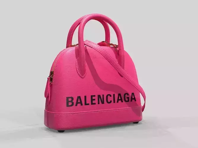 Balenciaga Ville Top Handle XXS Bag Pink Leather Low-poly 3D model Balenciaga Ville Top Handle XXS Bag Pink Leather Low-poly 3D model