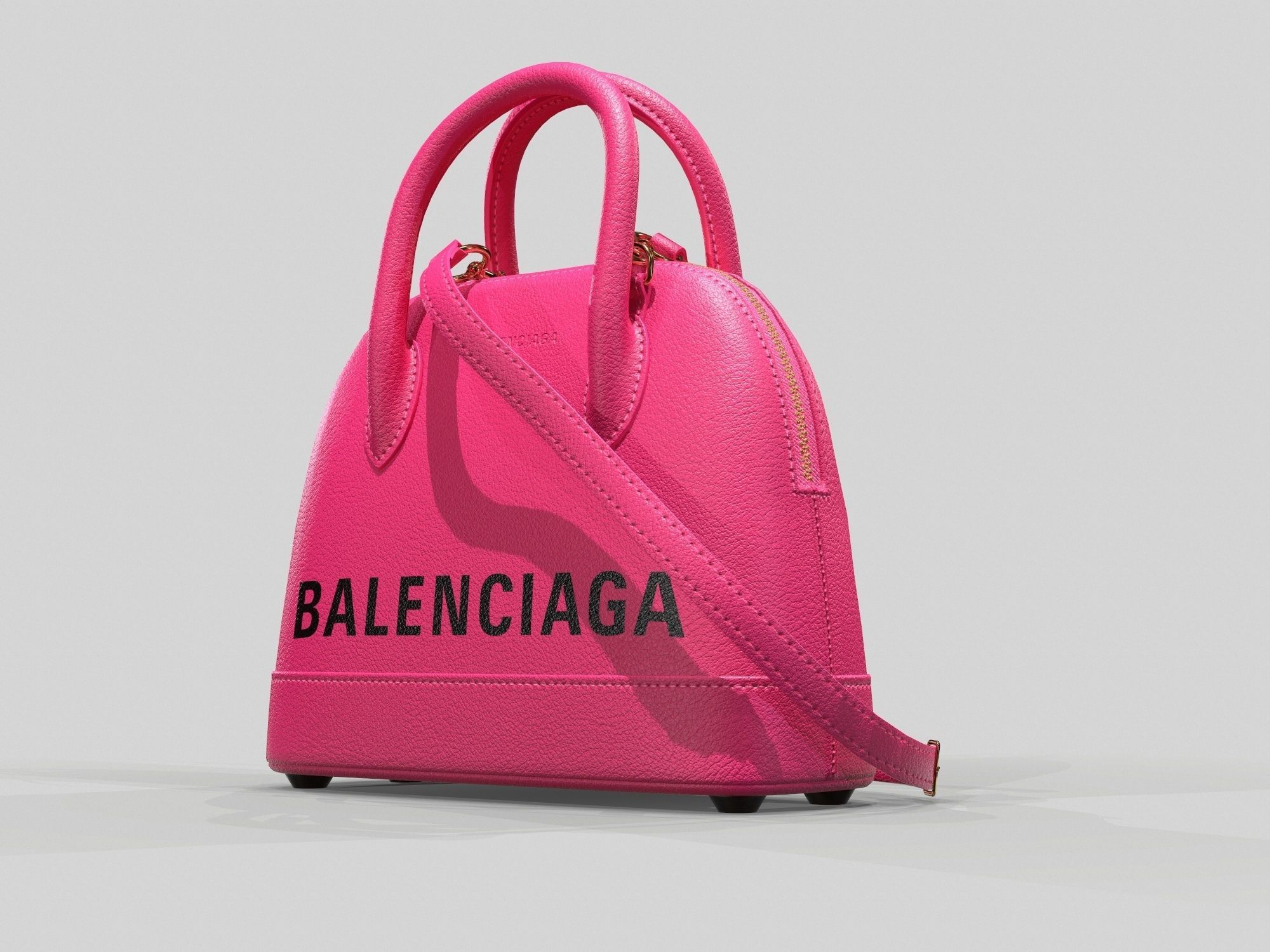 Balenciaga Ville Top Handle XXS Bag Pink Leather Low-poly 3D model_1