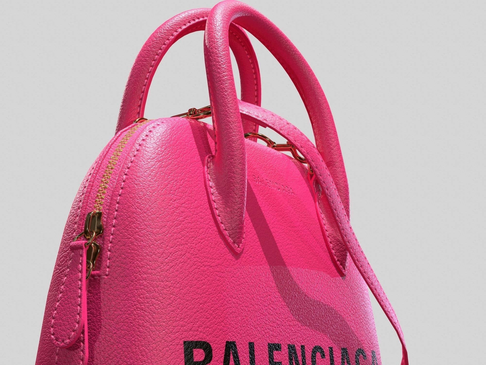 Balenciaga Ville Top Handle XXS Bag Pink Leather Low-poly 3D model_8