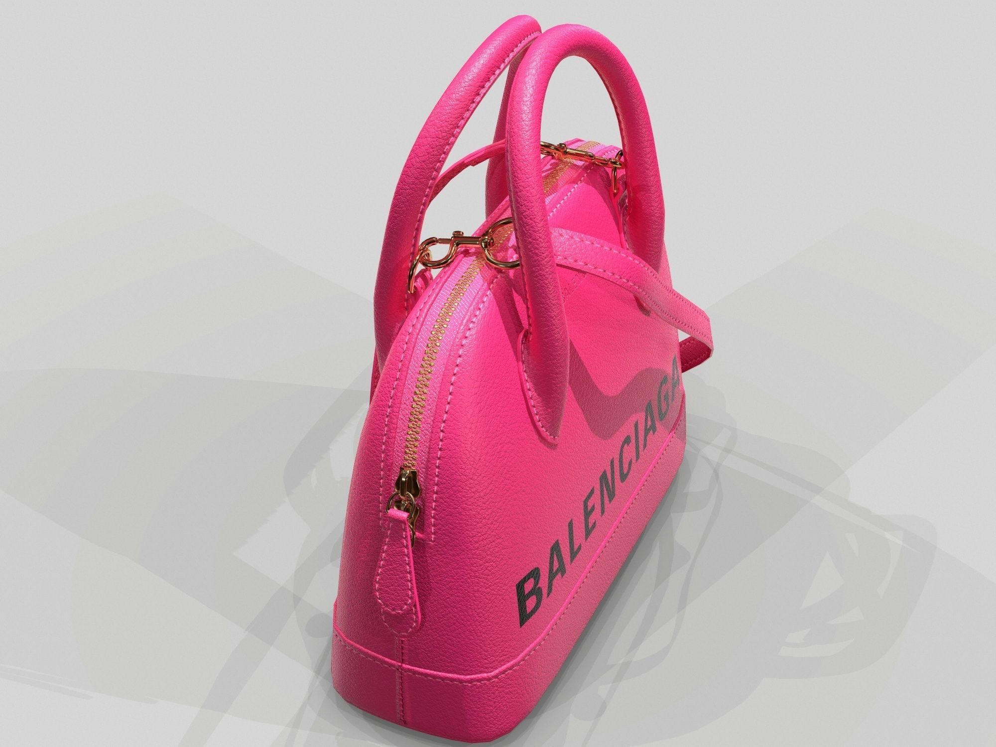 Balenciaga Ville Top Handle XXS Bag Pink Leather Low-poly 3D model_6