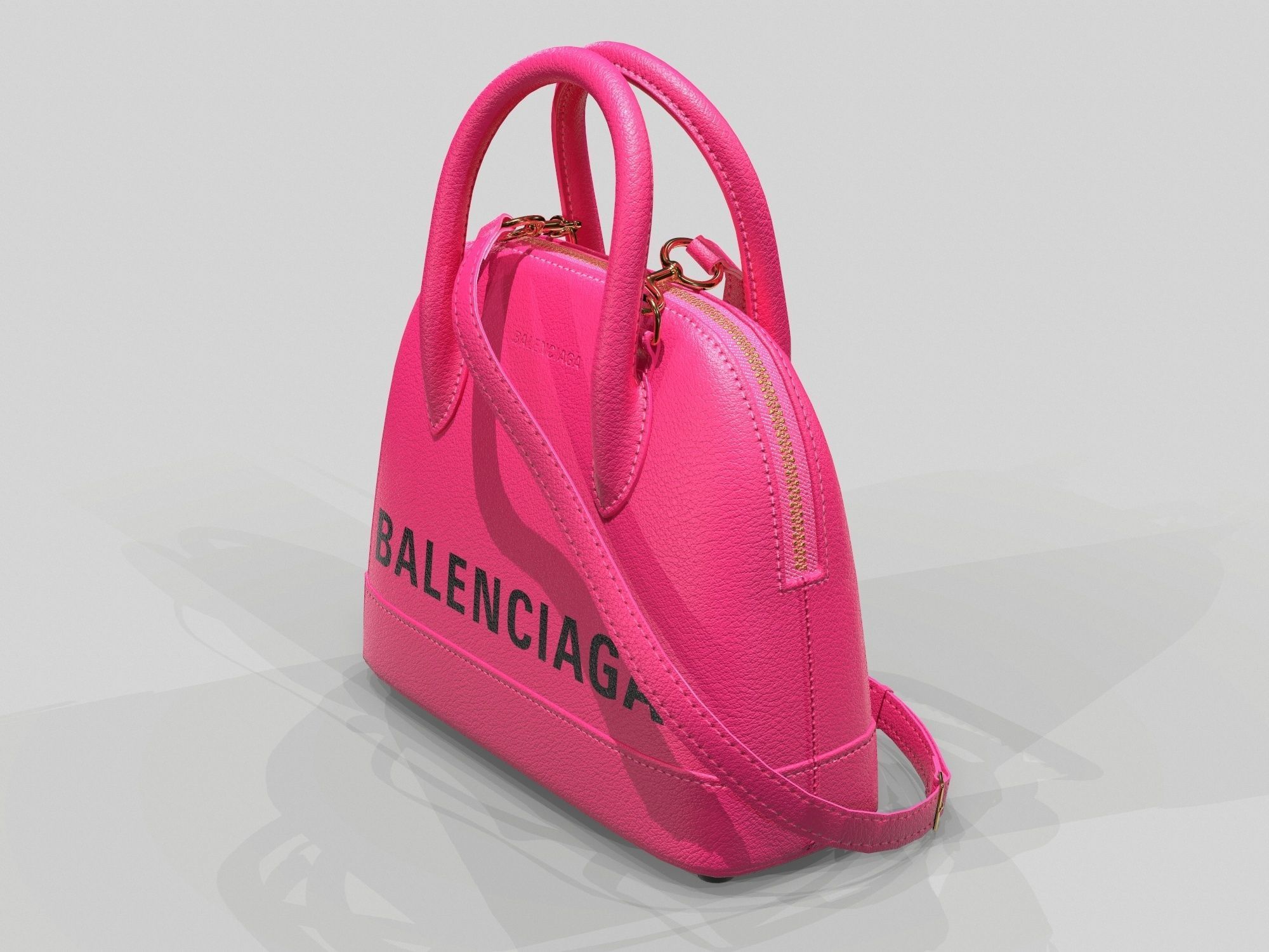 Balenciaga Ville Top Handle XXS Bag Pink Leather Low-poly 3D model_3