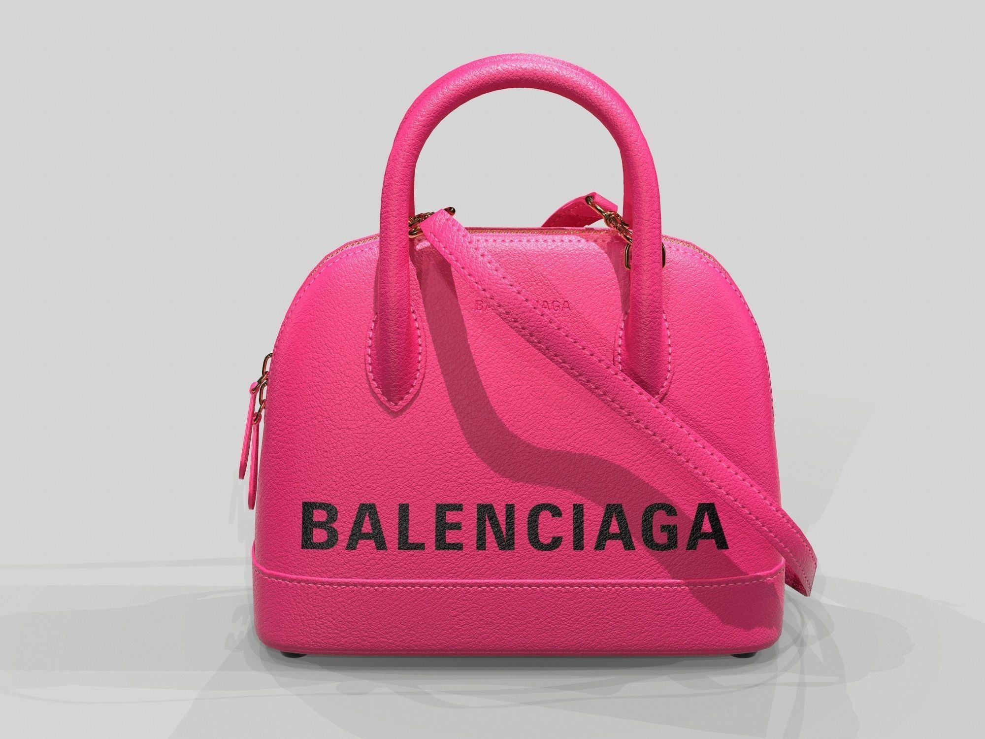 Balenciaga Ville Top Handle XXS Bag Pink Leather Low-poly 3D model_2