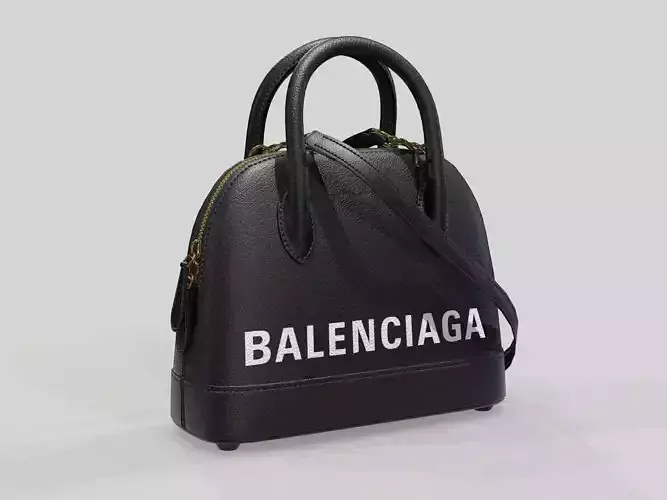 Balenciaga Ville Top Handle XXS Bag Black Leather Low-poly 3D model Balenciaga Ville Top Handle XXS Bag Black Leather Low-poly 3D model