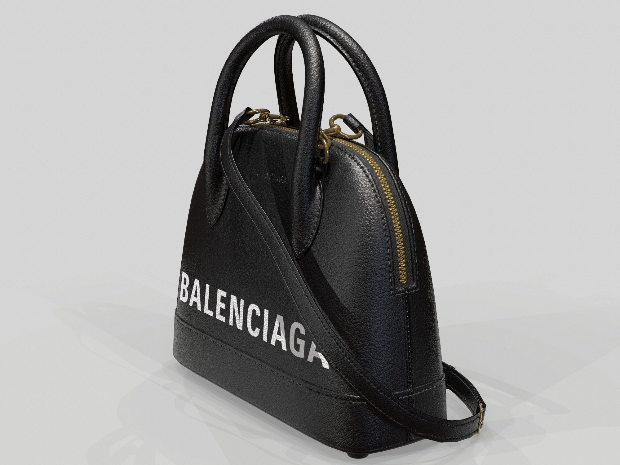 Balenciaga Ville Top Handle XXS Bag Black Leather Low-poly 3D model_2