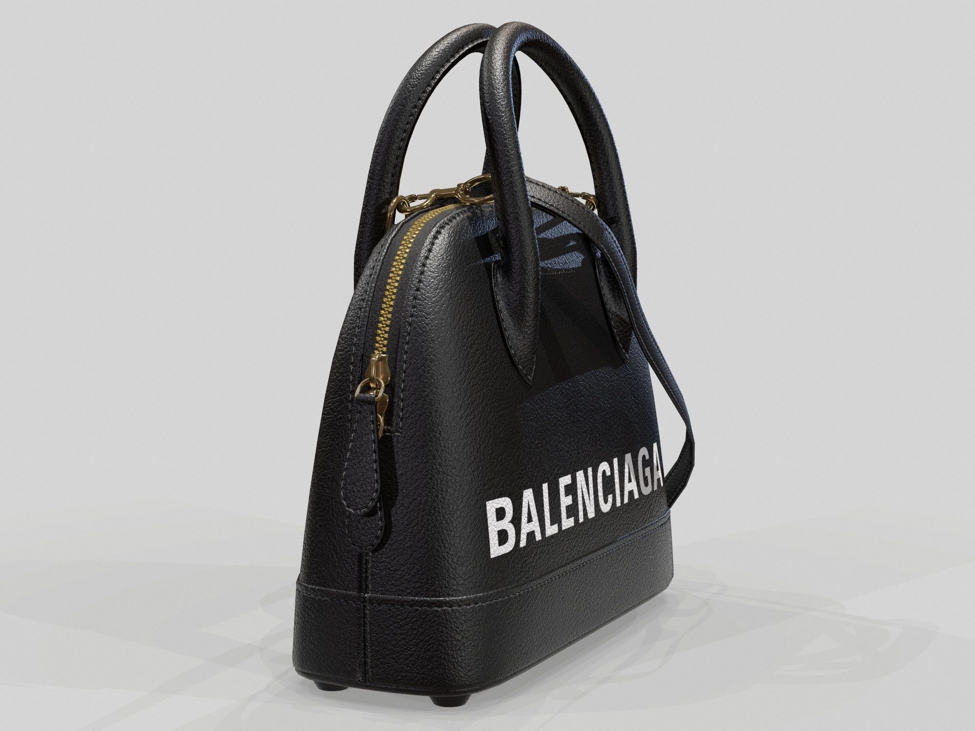 Balenciaga Ville Top Handle XXS Bag Black Leather Low-poly 3D model_7