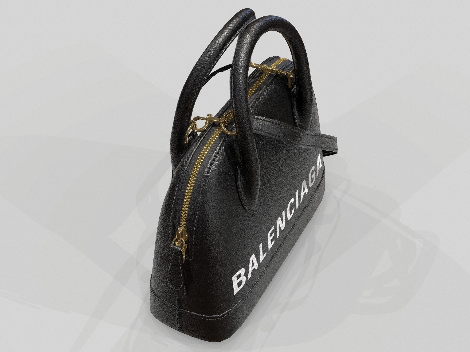 Balenciaga Ville Top Handle XXS Bag Black Leather Low-poly 3D model_3