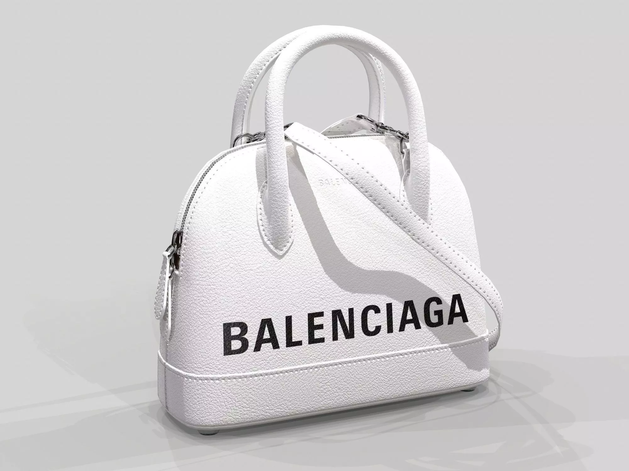 Balenciaga Ville Top Handle XXS  Bag White Leather Low-poly 3D model_0