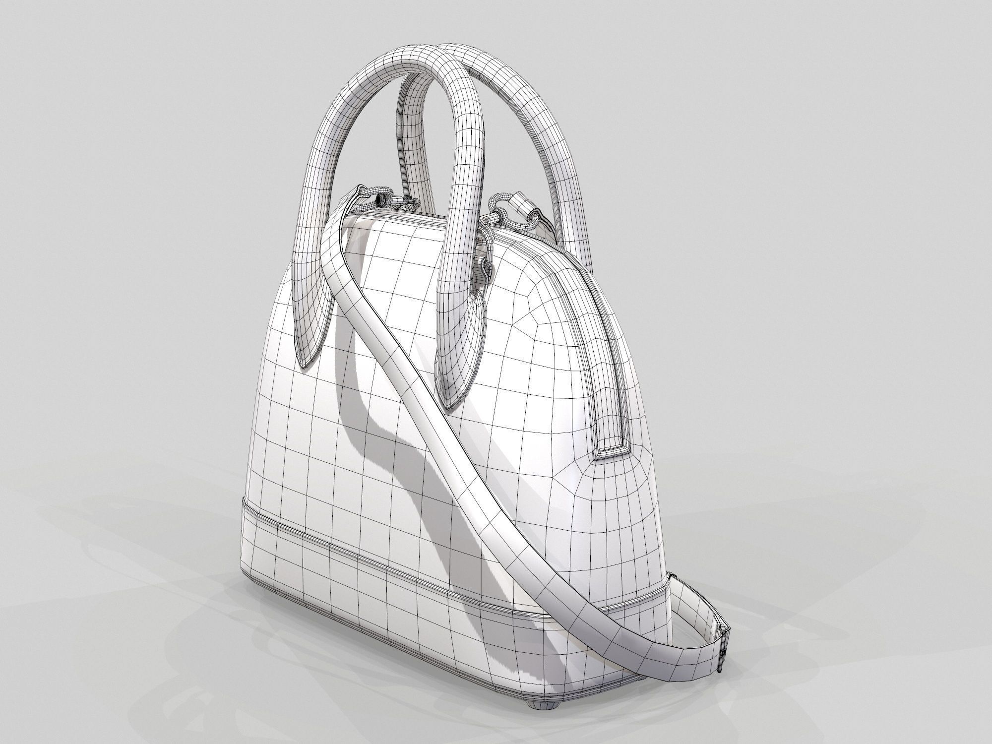 Balenciaga Ville Top Handle XXS  Bag White Leather Low-poly 3D model_8