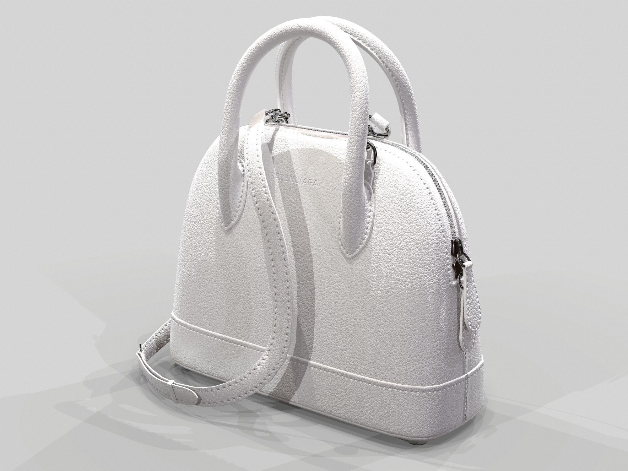 Balenciaga Ville Top Handle XXS  Bag White Leather Low-poly 3D model_4