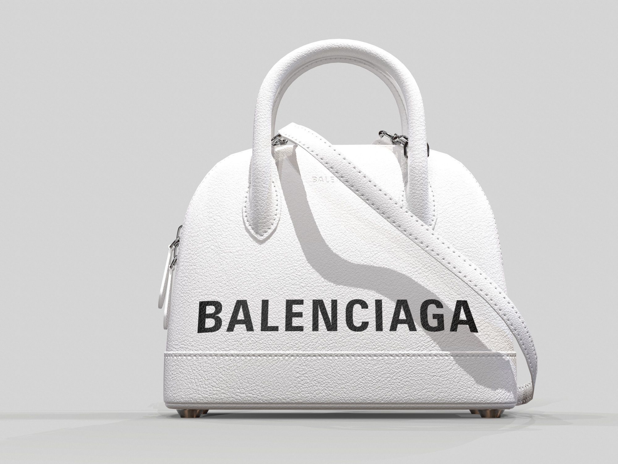 Balenciaga Ville Top Handle XXS  Bag White Leather Low-poly 3D model_1