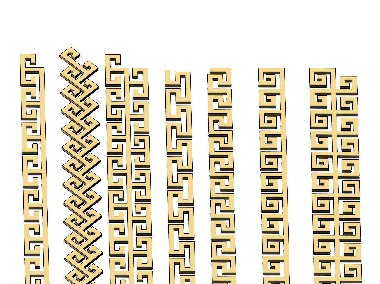 Meandre  Greek key pattern strips 3D print model_9
