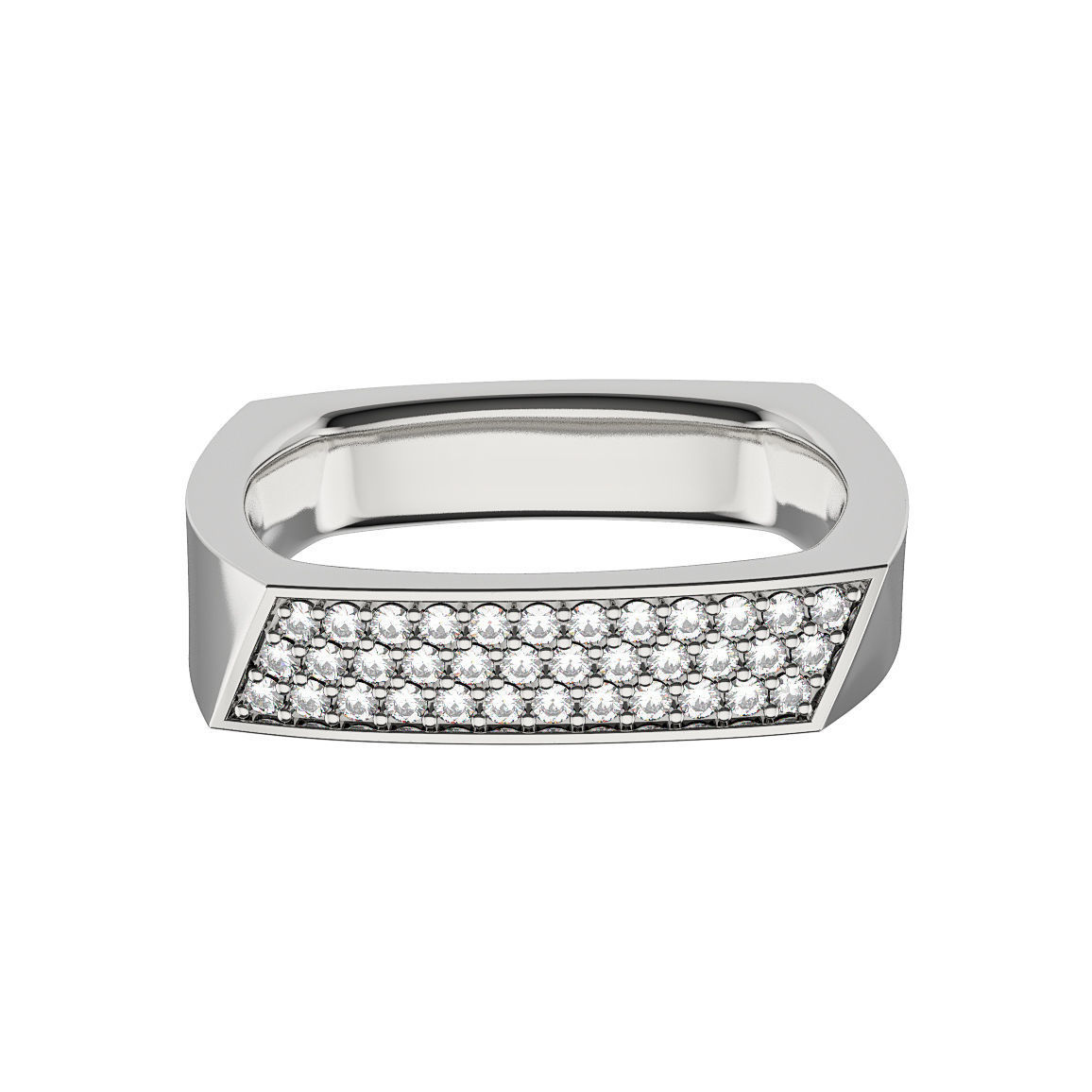 N082 Stylish ring with skewed top 3D print model_1