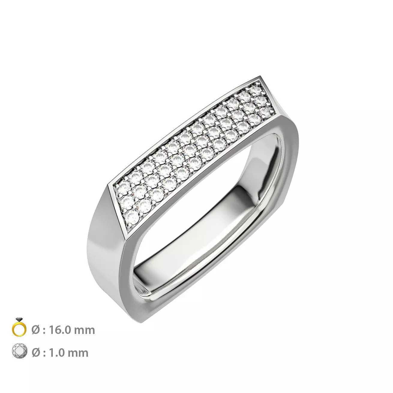 N082 Stylish ring with skewed top 3D print model_0