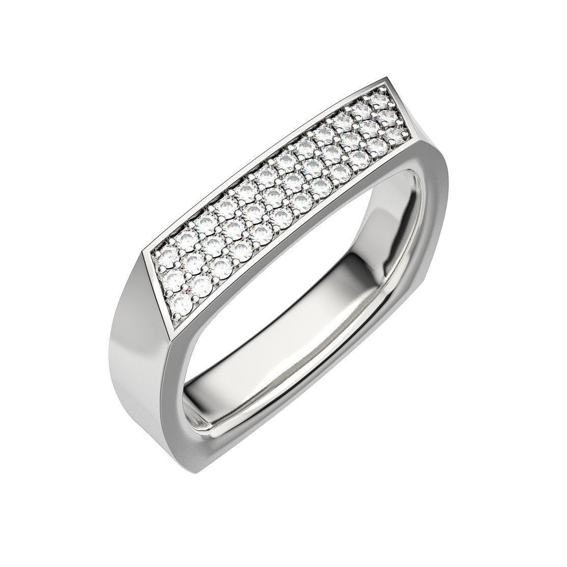 N082 Stylish ring with skewed top 3D print model_3