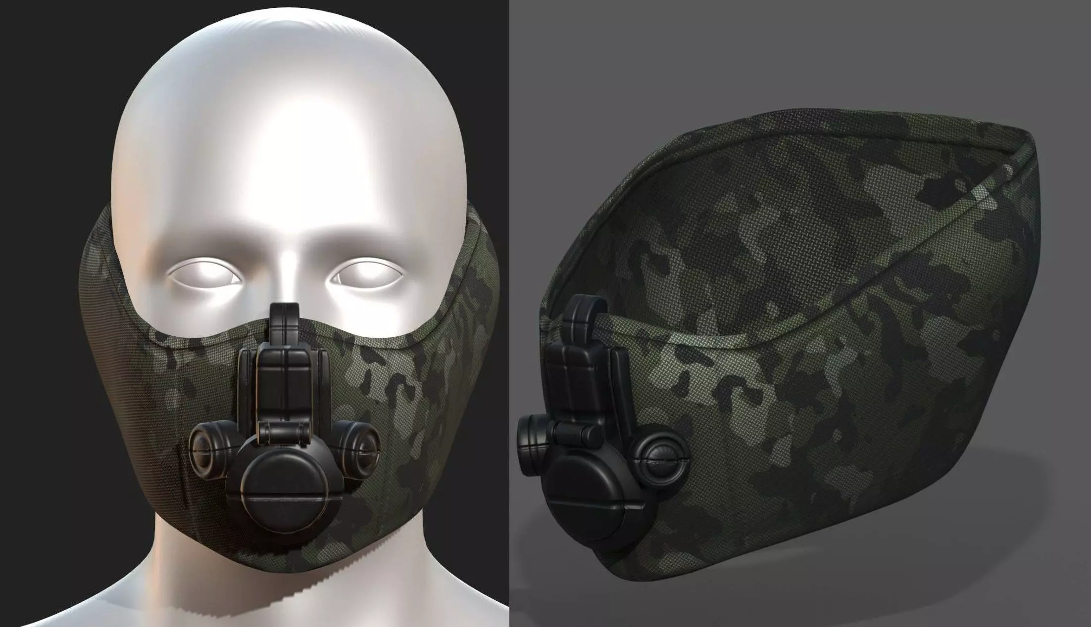 Gas mask helmet 3d model military combat fantasy Low-poly 3D model_0