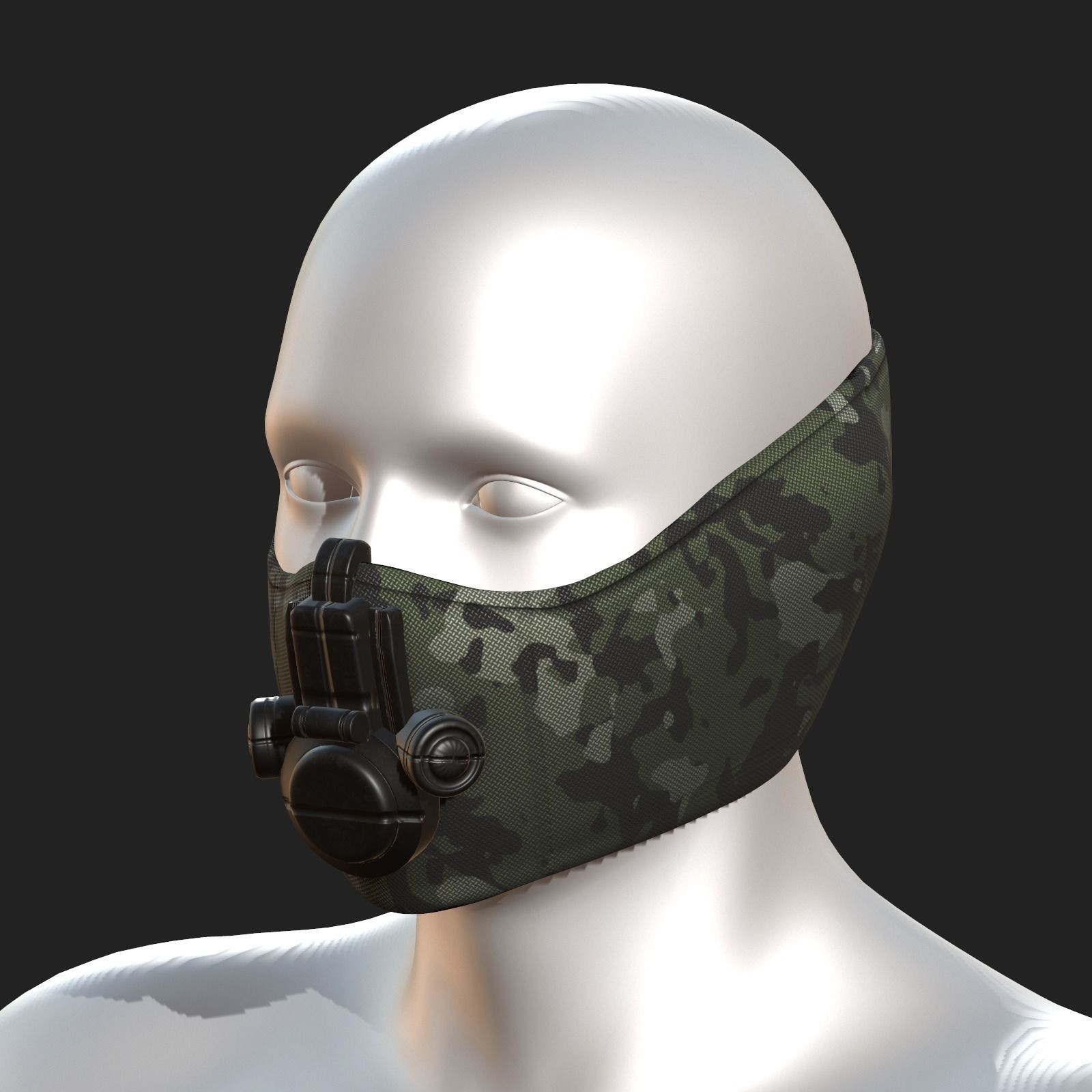 Gas mask helmet 3d model military combat fantasy Low-poly 3D model_1