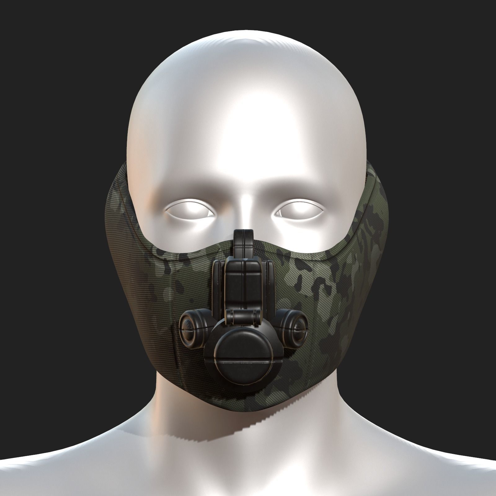 Gas mask helmet 3d model military combat fantasy Low-poly 3D model_7