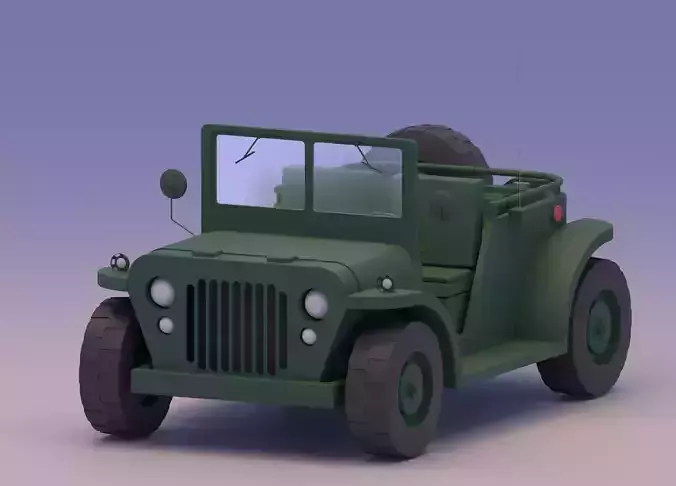 Cartoon Military Jeep Willys