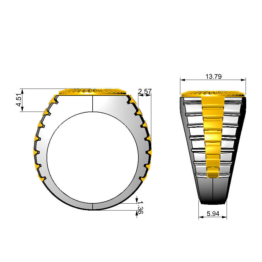 N061 Ring with watchstyle 3D print model_3