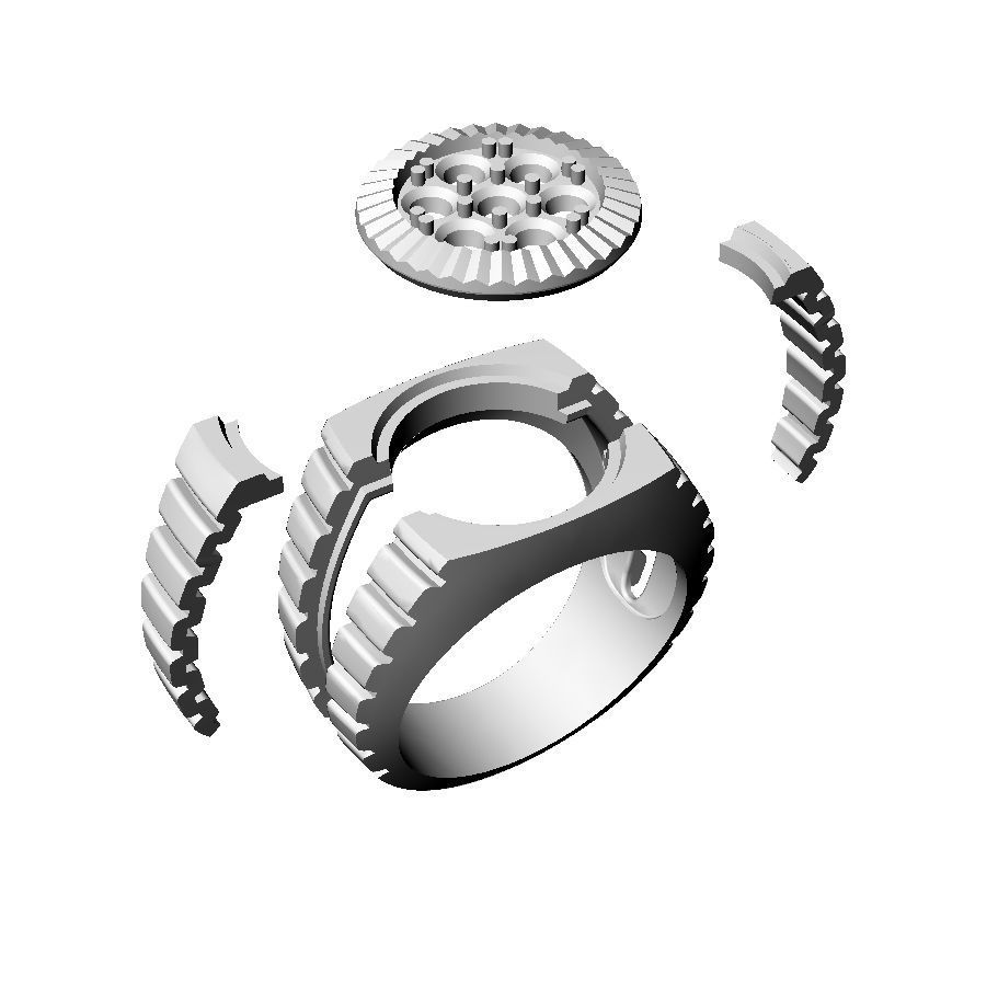 N061 Ring with watchstyle 3D print model_4