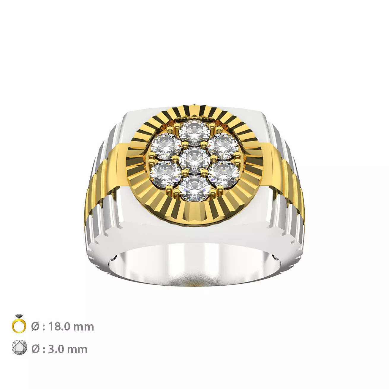 N061 Ring with watchstyle 3D print model_0