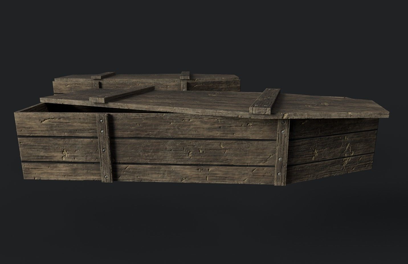 Old Wooden Coffin Low-poly 3D model_5