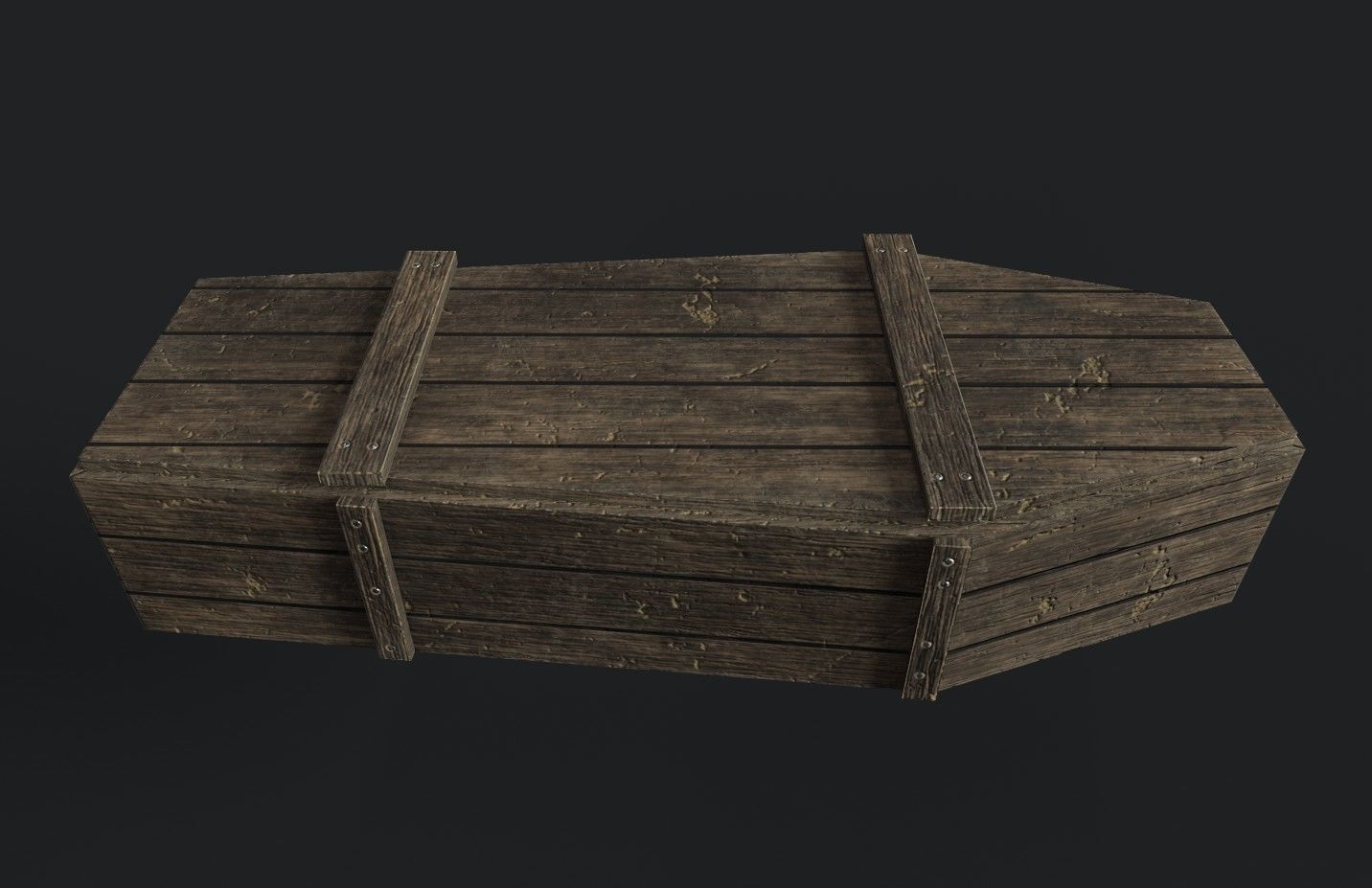 Old Wooden Coffin Low-poly 3D model_7