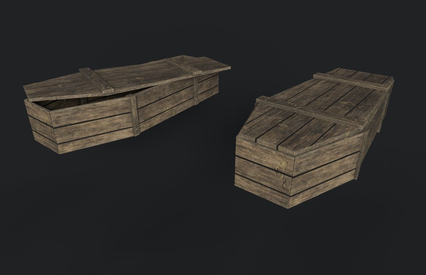 Old Wooden Coffin Low-poly 3D model_3