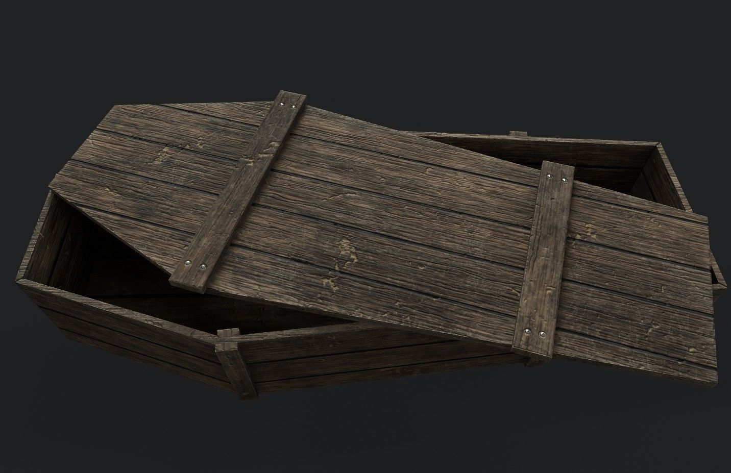 Old Wooden Coffin Low-poly 3D model_6