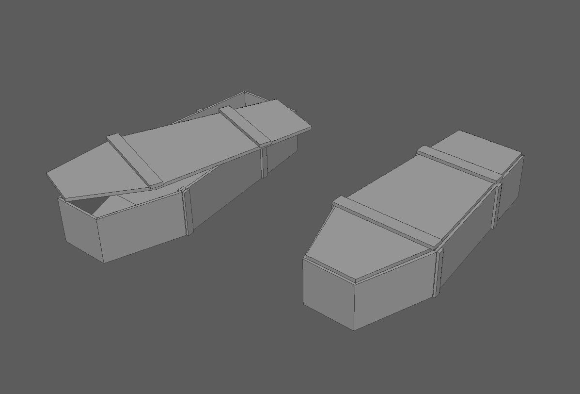 Old Wooden Coffin Low-poly 3D model_9