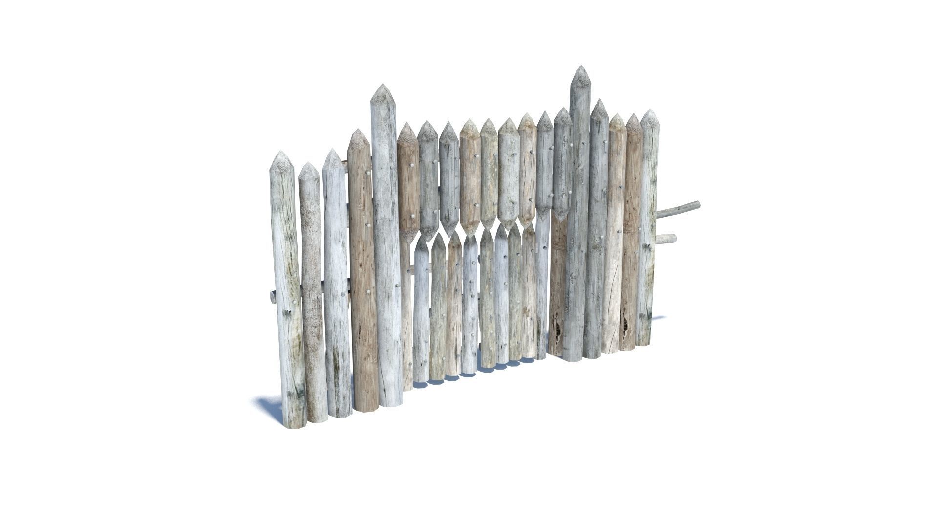 Modular medieval wooden palisades pack Low-poly 3D model_30