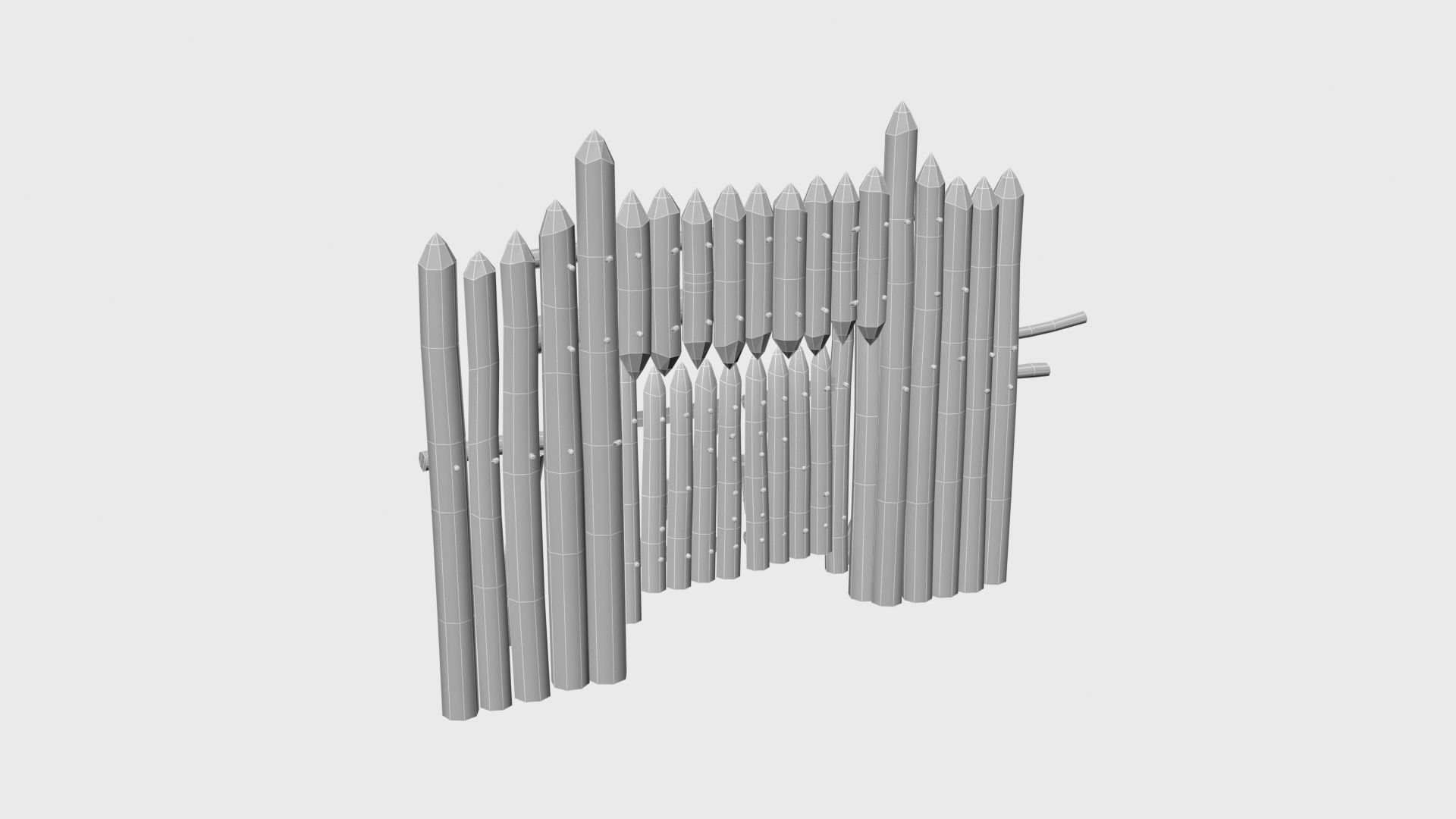 Modular medieval wooden palisades pack Low-poly 3D model_31