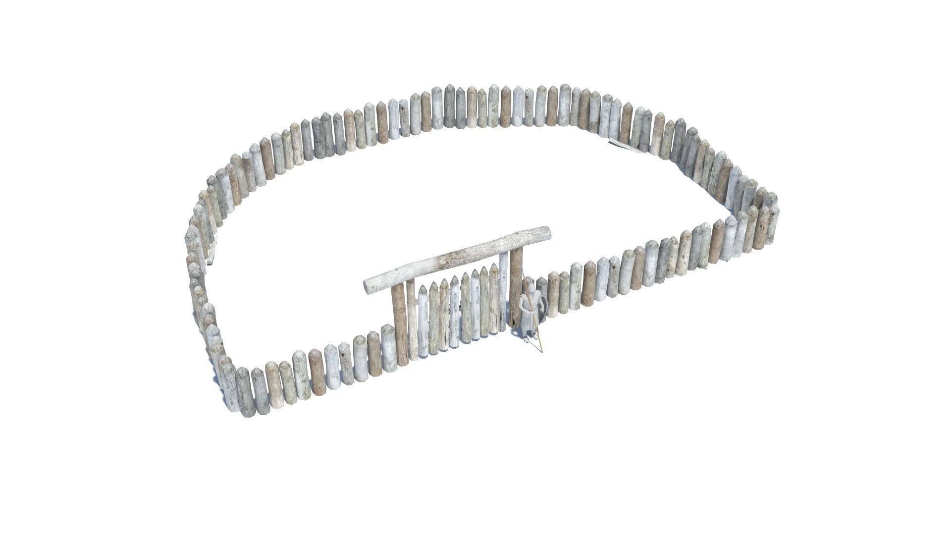 Modular medieval wooden palisades pack Low-poly 3D model_20