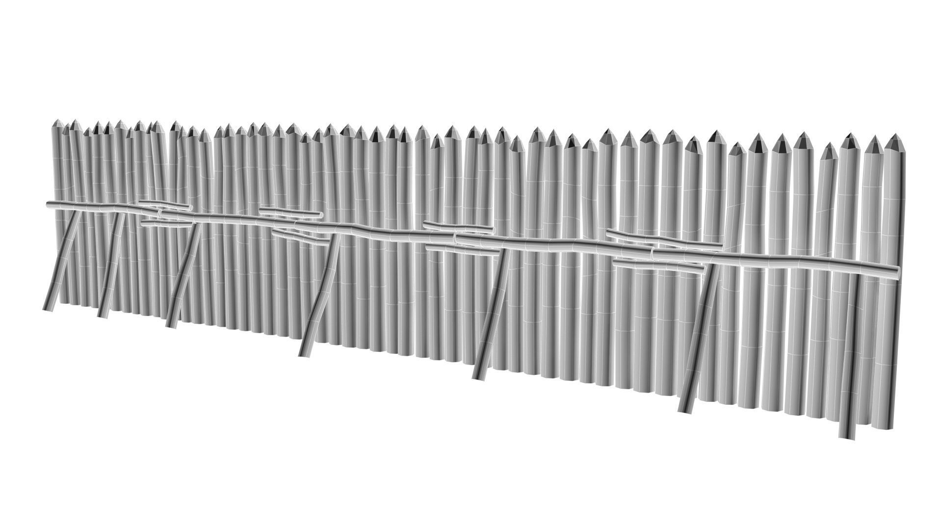Modular medieval wooden palisades pack Low-poly 3D model_29