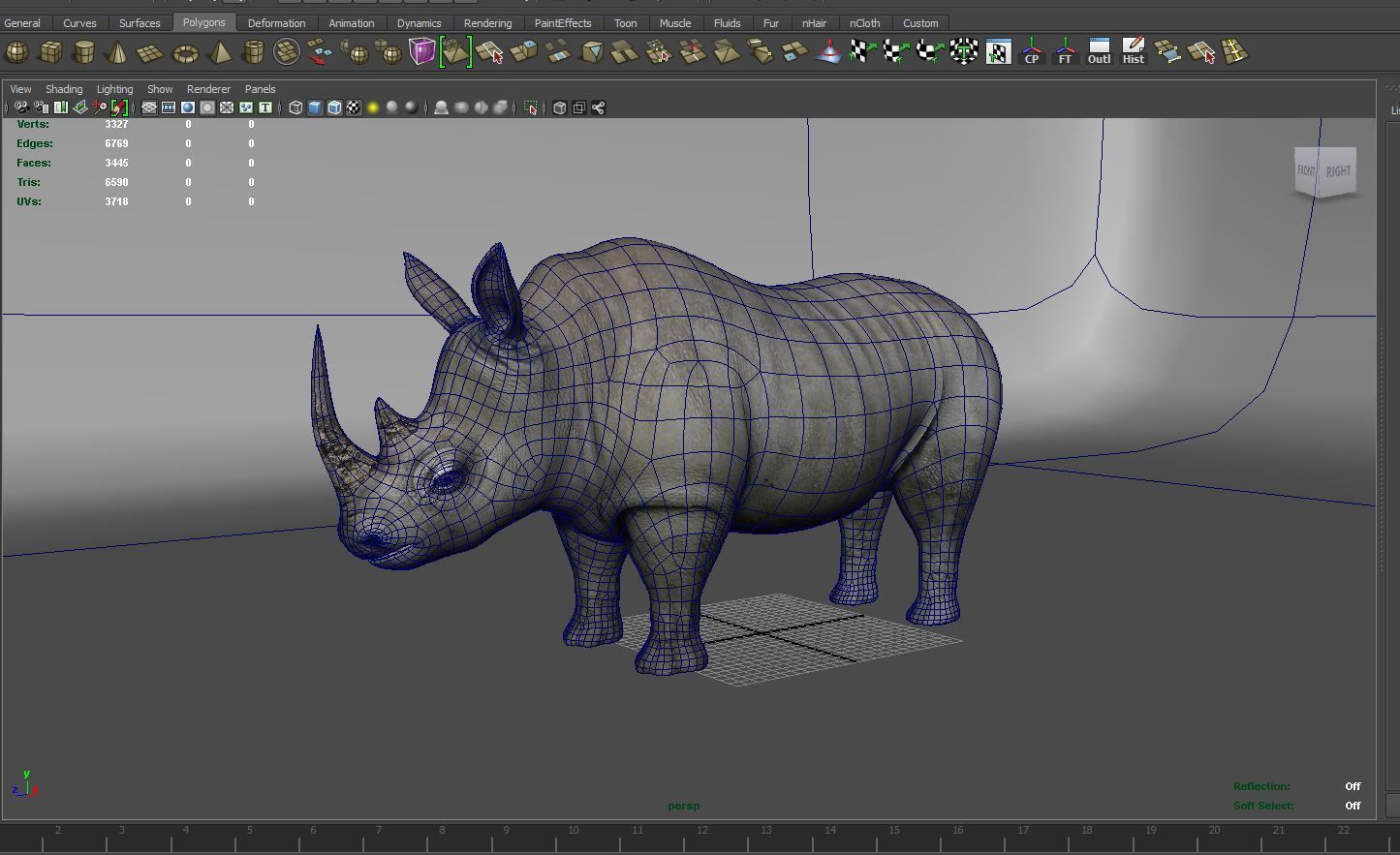 3D rhino rhinoceros realistic Rigged low poly  Low-poly 3D model_17