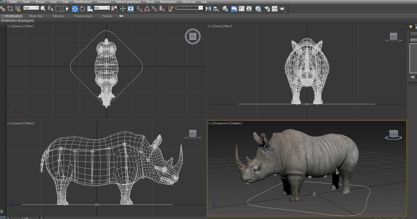 3D rhino rhinoceros realistic Rigged low poly  Low-poly 3D model_18