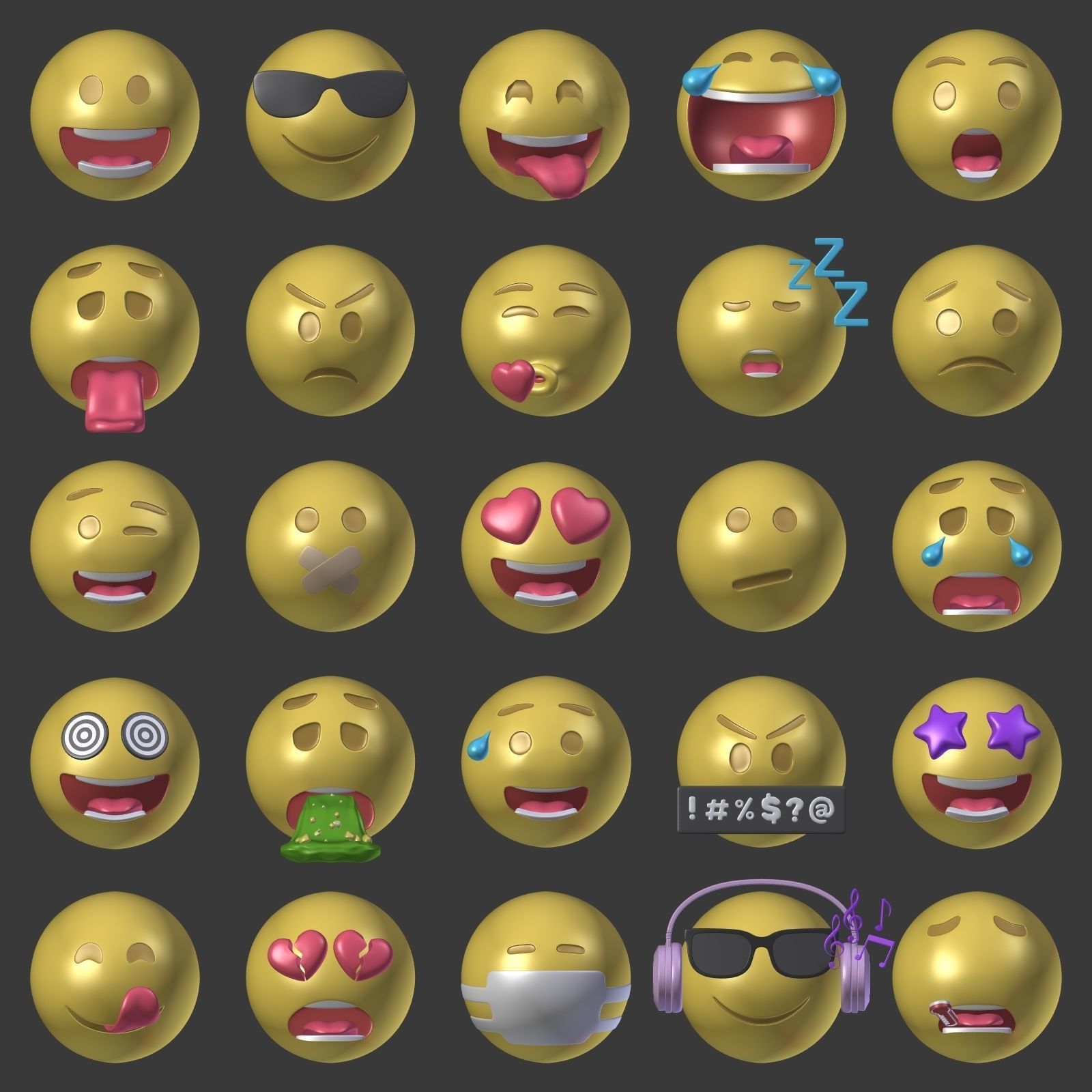 Emoticons - Emoji - Smiley Pack Low-poly 3D model_2