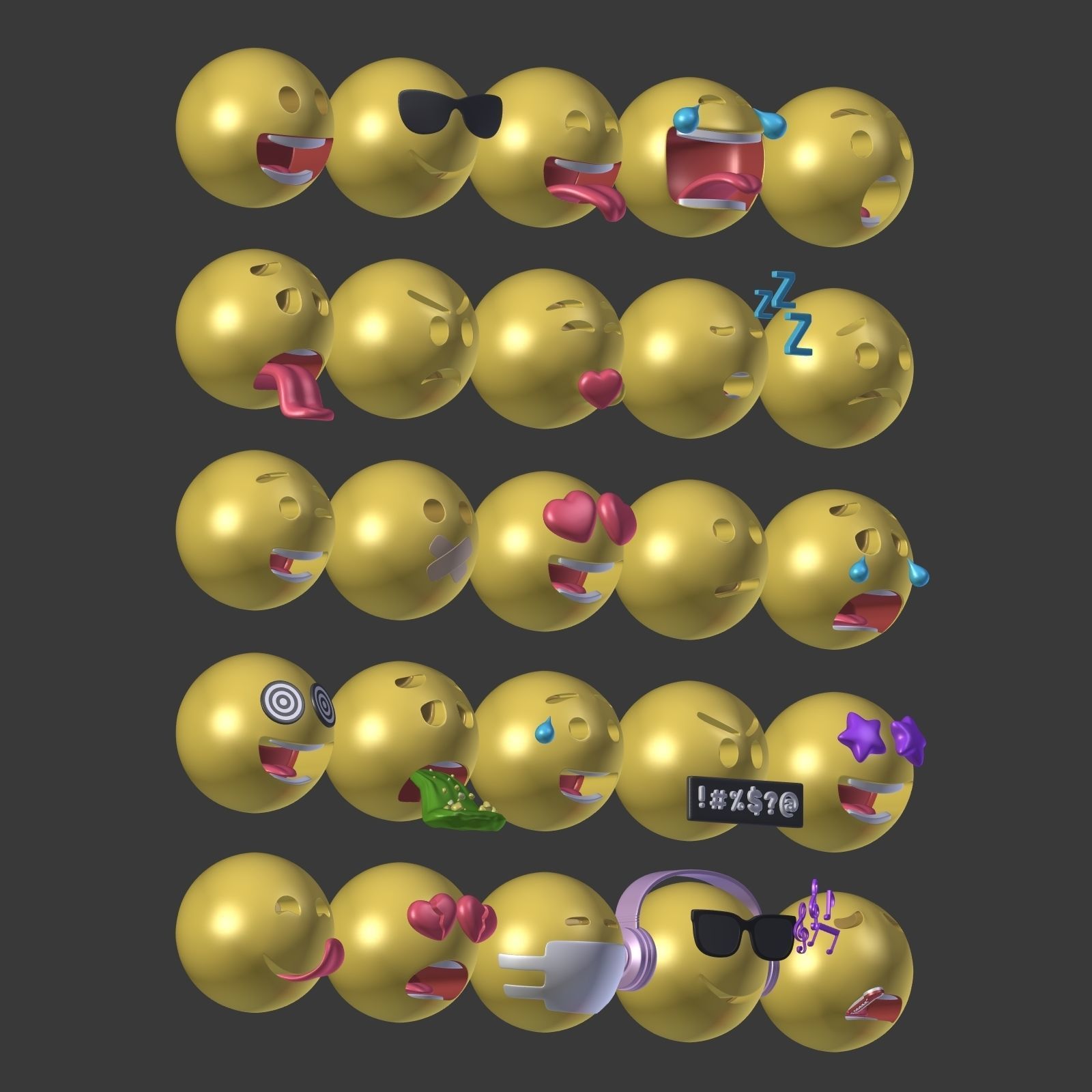 Emoticons - Emoji - Smiley Pack Low-poly 3D model_3