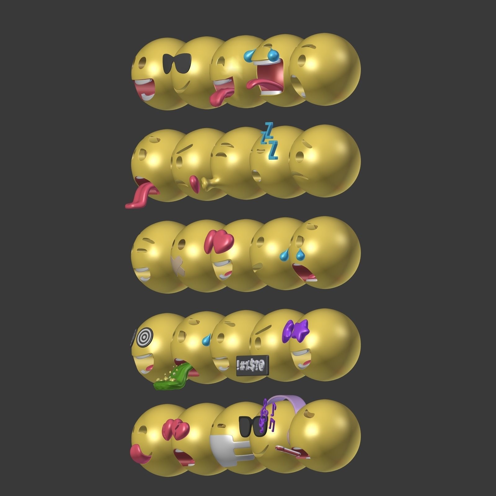 Emoticons - Emoji - Smiley Pack Low-poly 3D model_5