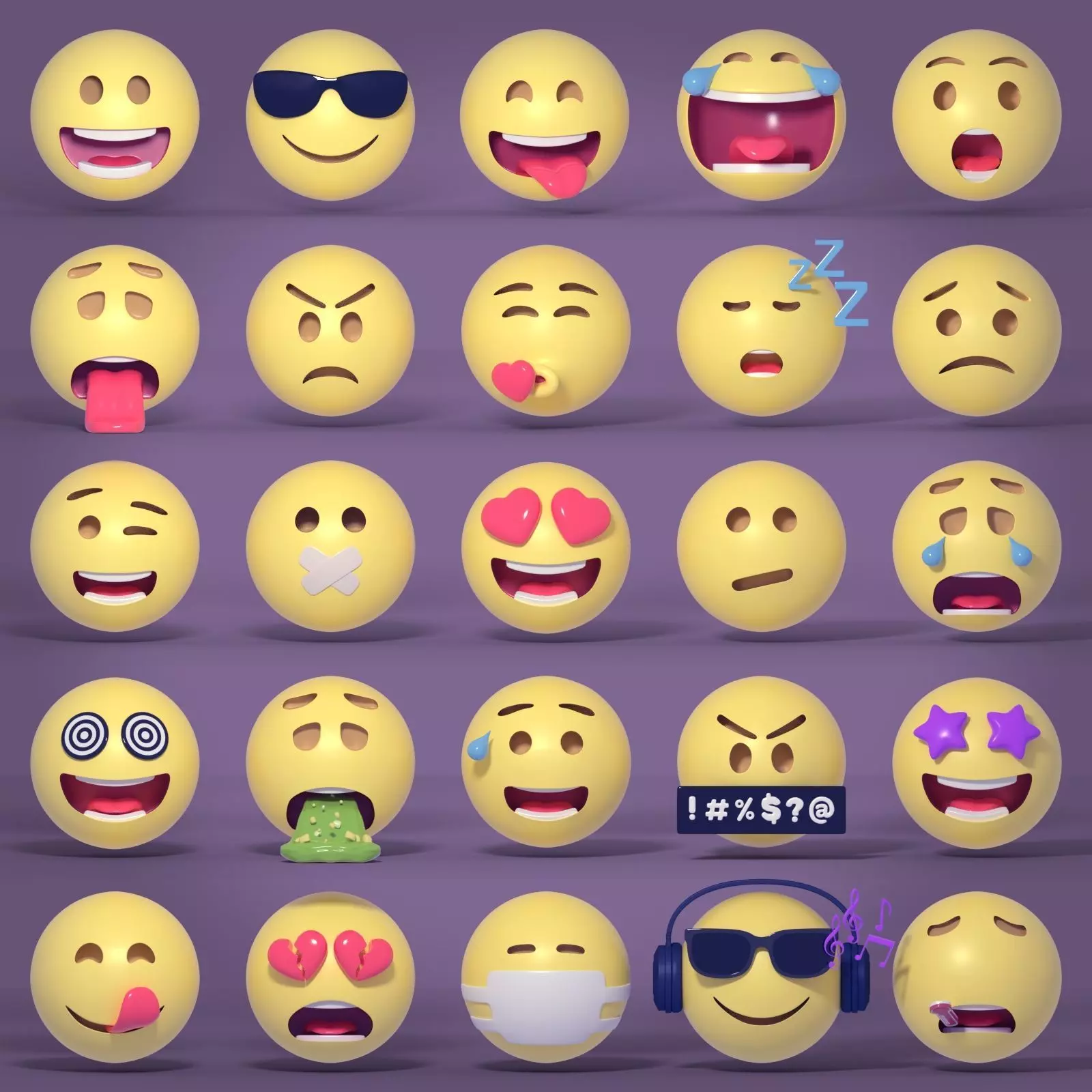 Emoticons - Emoji - Smiley Pack Low-poly 3D model_0