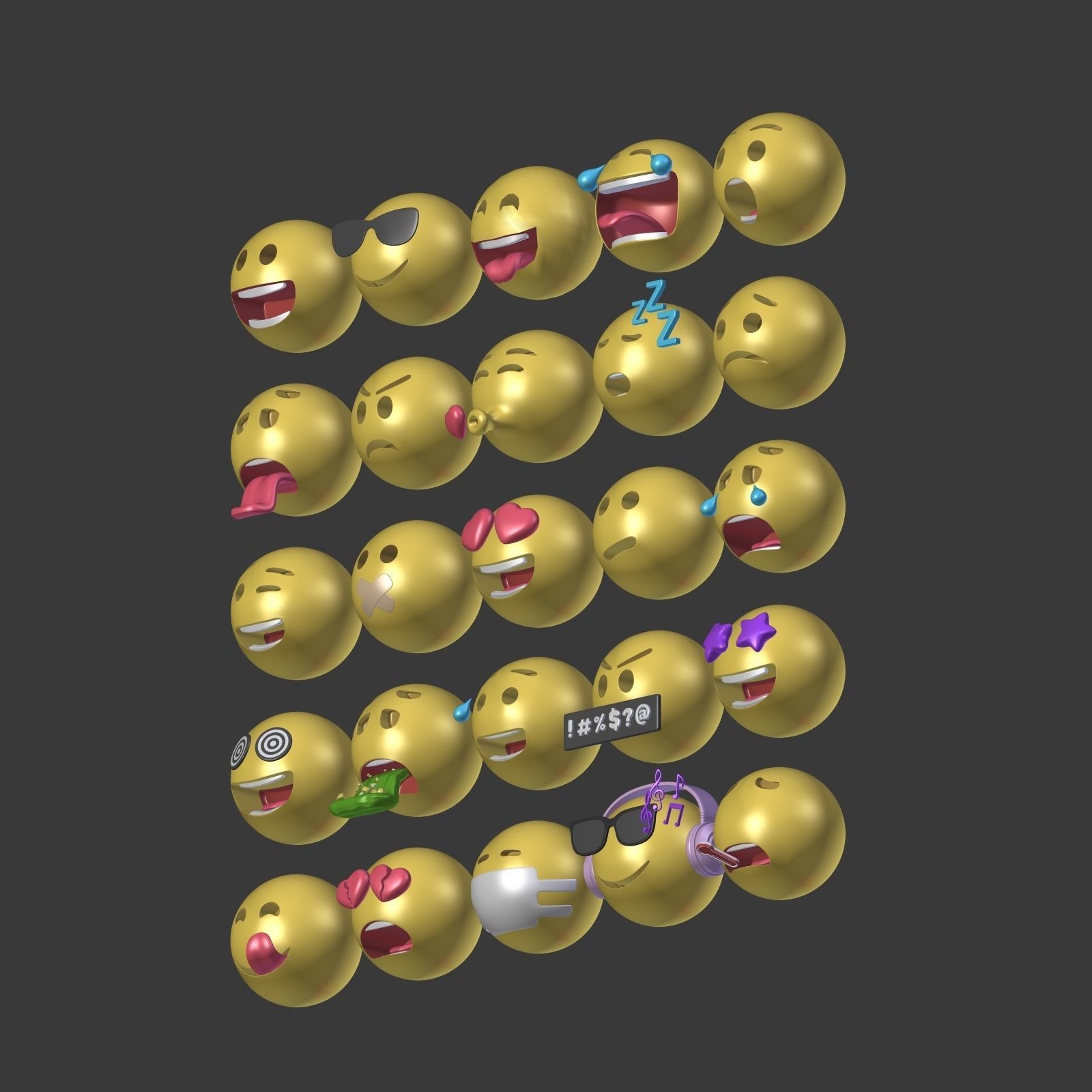 Emoticons - Emoji - Smiley Pack Low-poly 3D model_4
