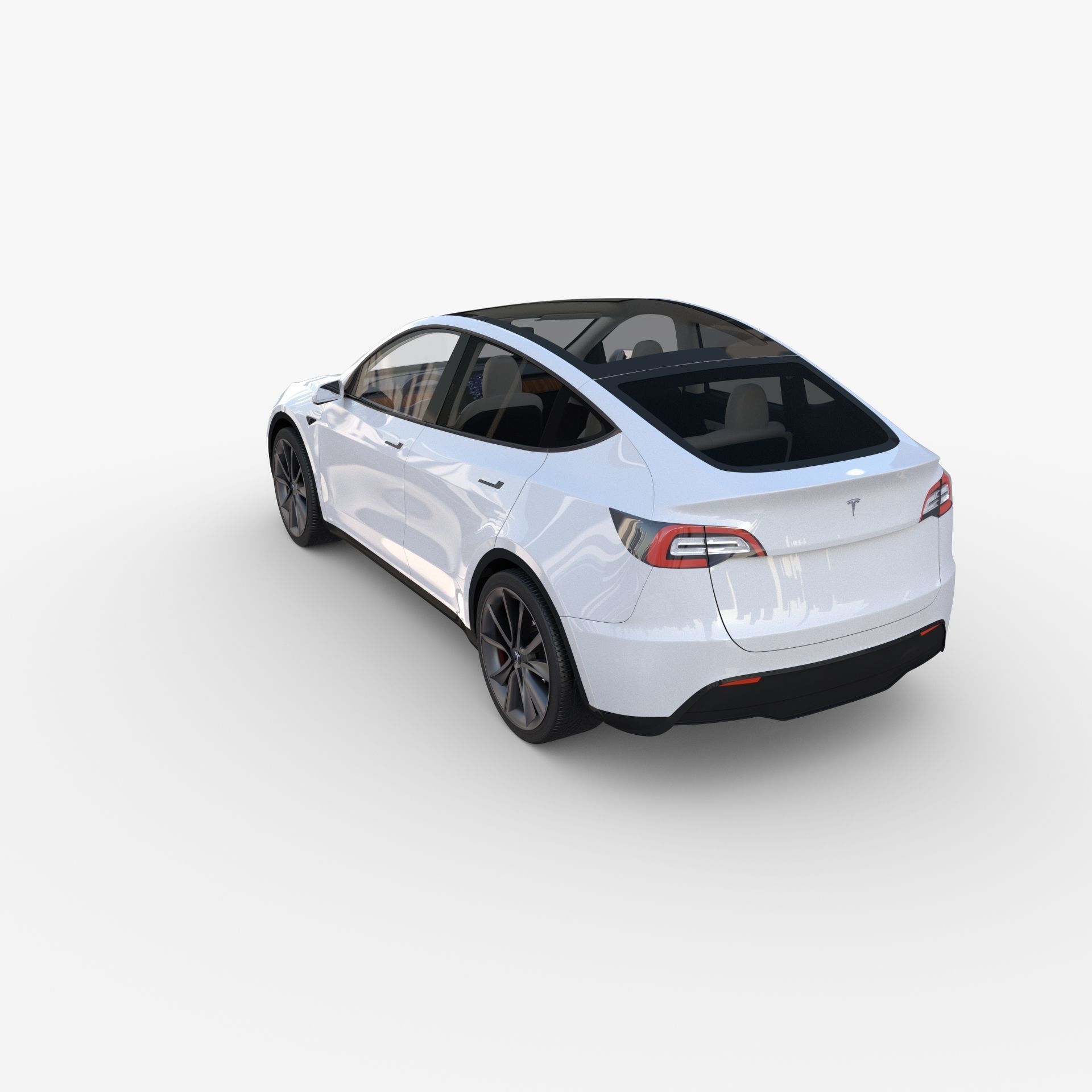 Tesla Model Y RWD White with interior and chassis 3D model | CGTrader