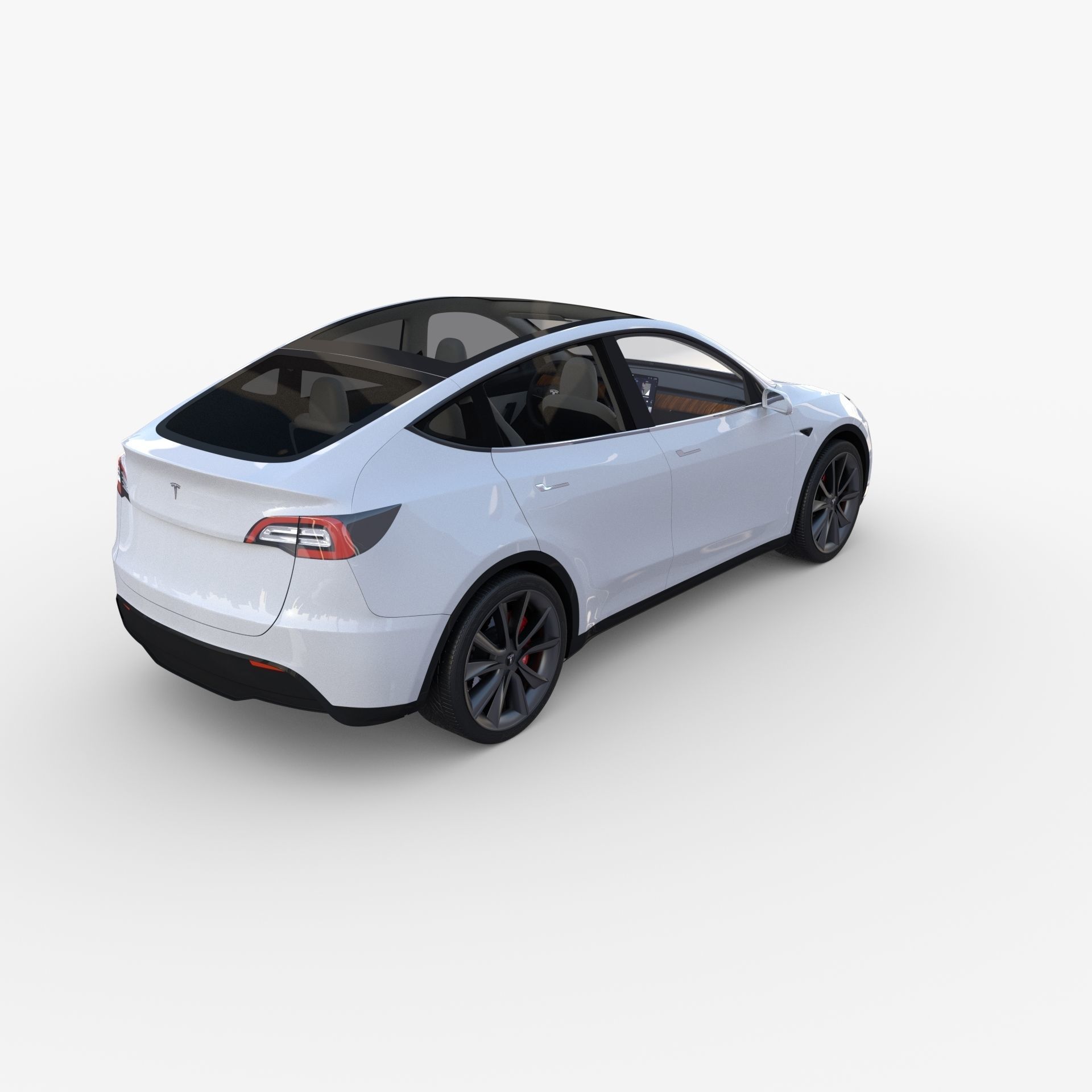 Tesla Model Y RWD White with interior and chassis 3D model | CGTrader