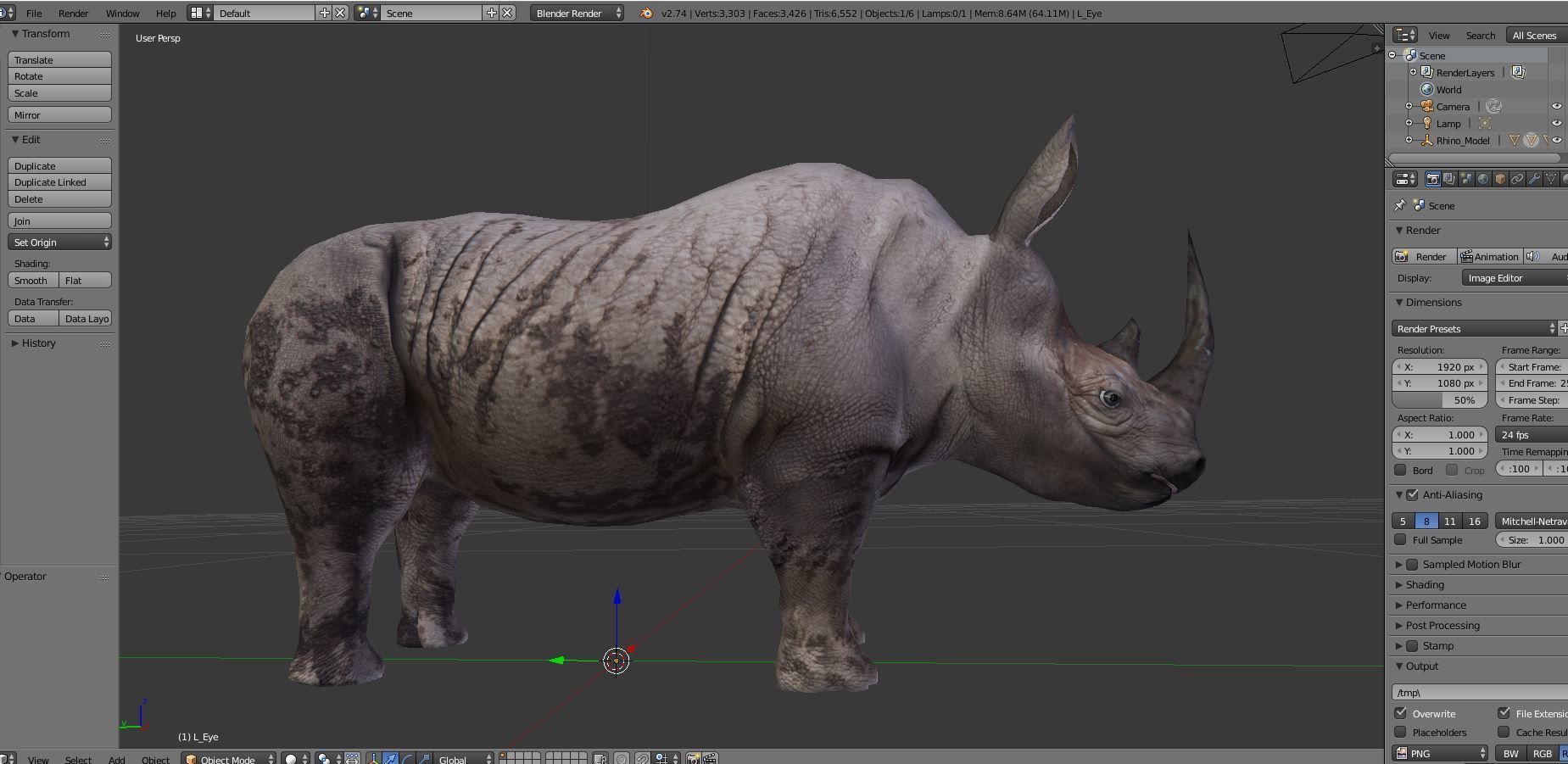 Dirty  Rhino 3D Models Rigged  game ready Low-poly 3D model_21