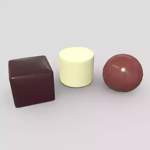 Pralines three chocolate cubes Low-poly 3D model