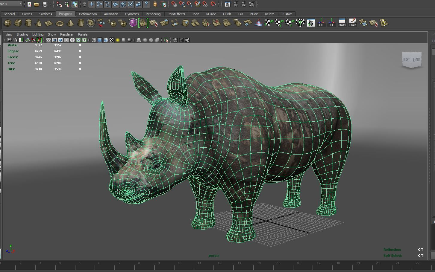 3D Dirty Rhino Model Rigged  game ready  Low-poly 3D model_19