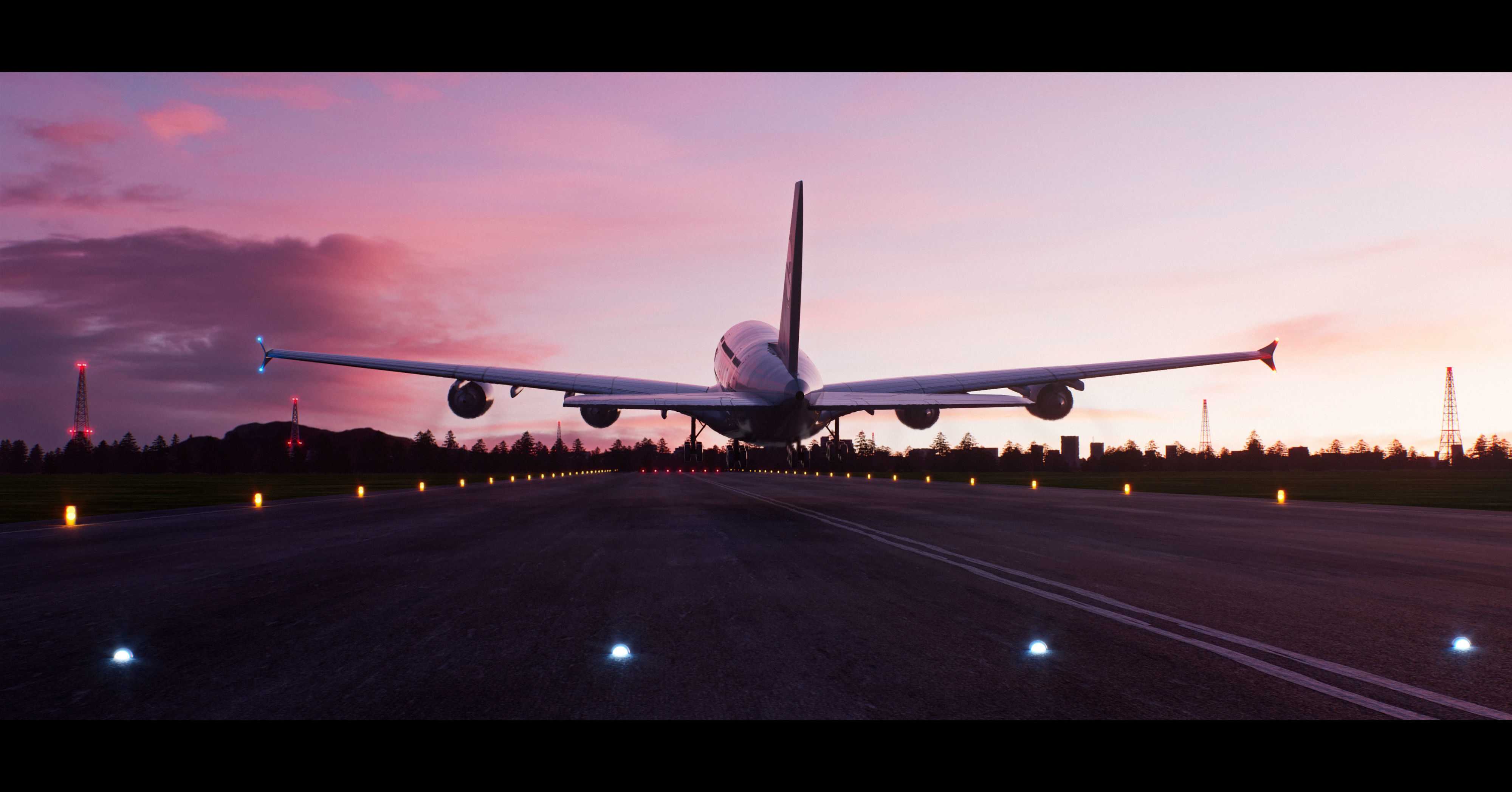 Airplane Landing Environment Airport Scene 3D model_1
